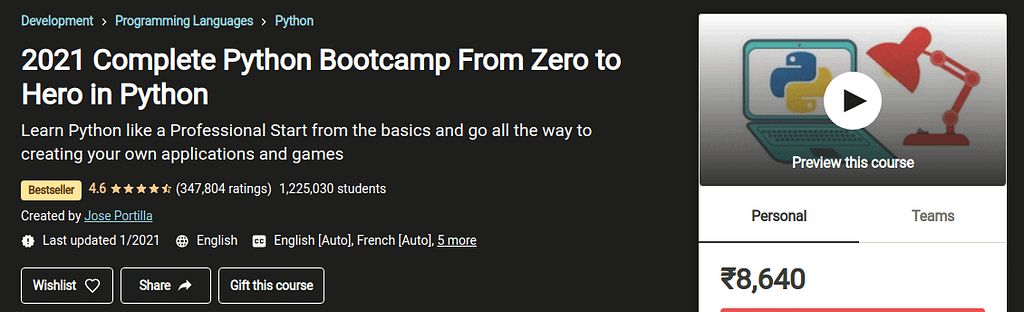 2021 Complete Python Bootcamp From Zero to Hero in Python