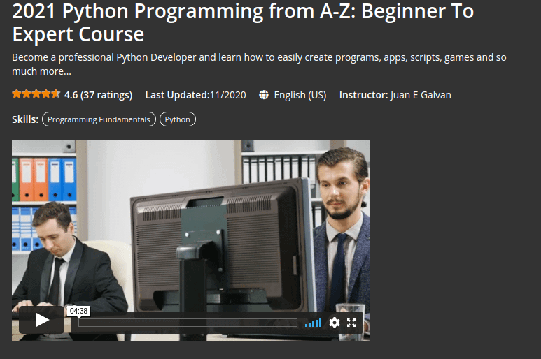 2021 Python Programming from A-Z: Beginner To Expert Course